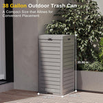 31 Gallon Outdoor Trash Can, Waterproof Resin Garbage Can with Tiered Lid and Drip Tray, Outside Trash Bin for Patio, Kitchen, Backyard, Deck, Gray