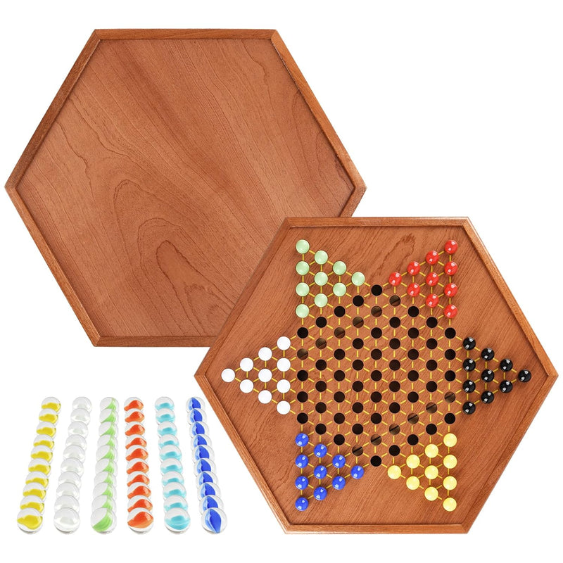 16.5 Inches Extra Large Wooden Jumbo Chinese Checkers Board Game Set With Draw