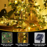Solar Vine String Lights, 33ft 100 LED Solar String Lights, 8 Modes Artificial Ivy Leaf Solar Plant Vine Lights, Outdoor Ivy Fairy Lights for Outside Wedding Garden Fence Wall Hanging Decor