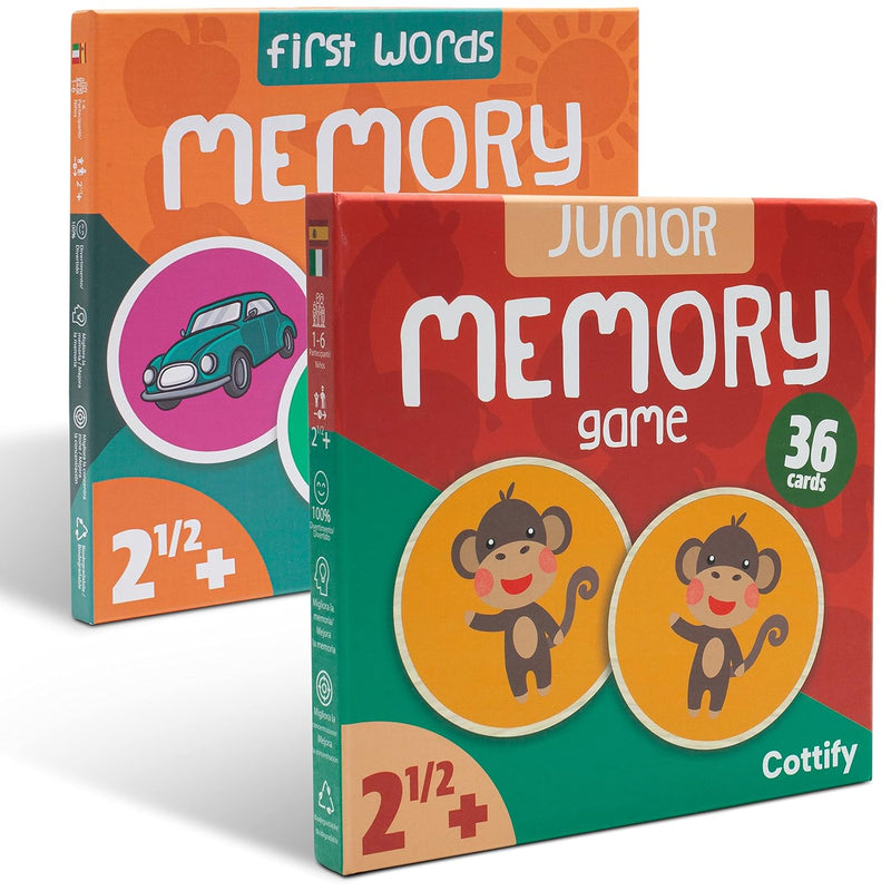 2 Pack Wooden Memory Matching Game For Toddlers, Durable Memory Game For To