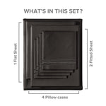 Extra Deep Split King Sheet Set - 7 Piece Breathable & Cooling Sheets - Hotel Luxury Bed Sheets Set - Easy Fit - Soft, Wrinkle Free & Comfy Sheets Set - Black Sheet Set W/Extra Deep Pockets