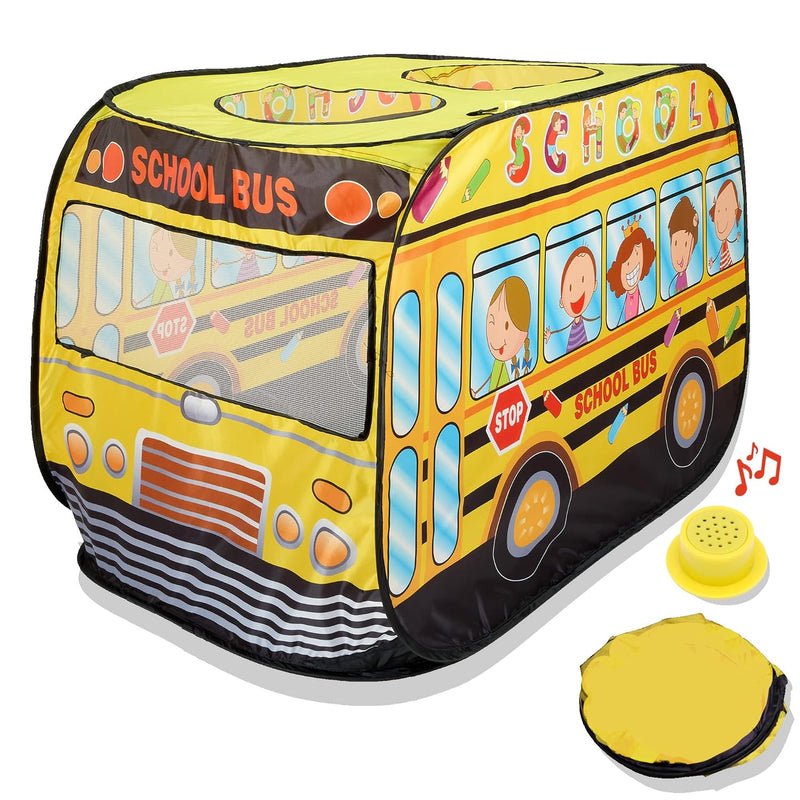 Musical School Bus Pop Up Play Tent with 3 Openings - Tent for Toddlers - I