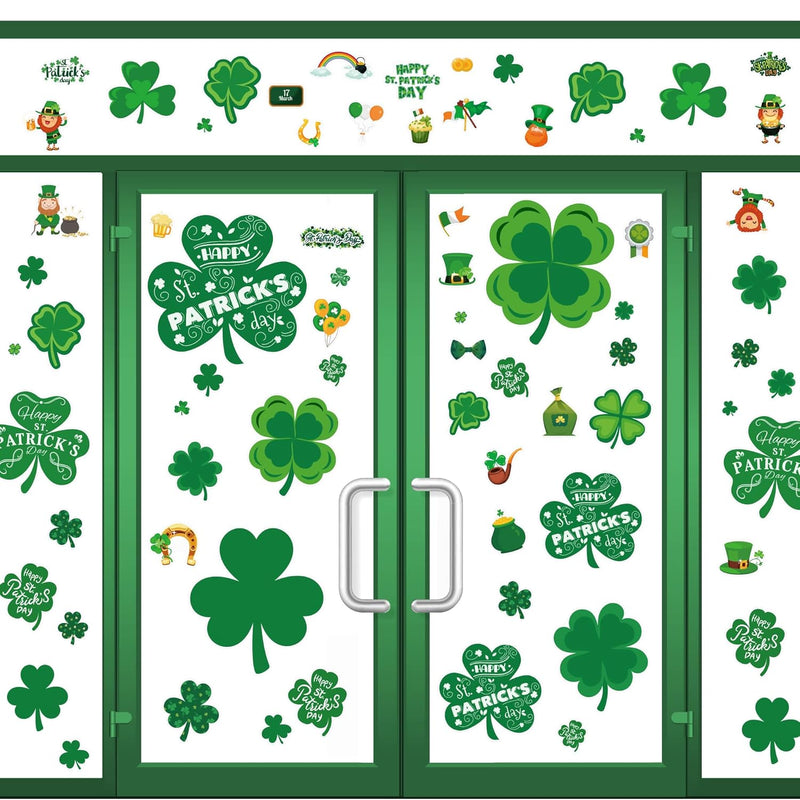 St Patricks Day Decorations - 272 Pcs St Patricks Day Window Clings - Shamrock