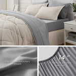 Beige Queen Comforter Set - 7 Pieces Reversible Bed Set Bed In A Bag Queen With Comforters, Sheets, Pillowcases & Shams, Queen Bedding Sets