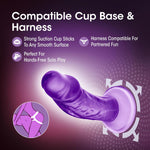 Blush B Yours Sweet N' Small 4.5" Realistic Dildo - Short, Thick, Strap-On Suction Cup Dildo For Pegging G-Spot - Beginner Body Safe, Soft Anal Sex Toy For Women, Men & Couples Pleasure - Clear Purple
