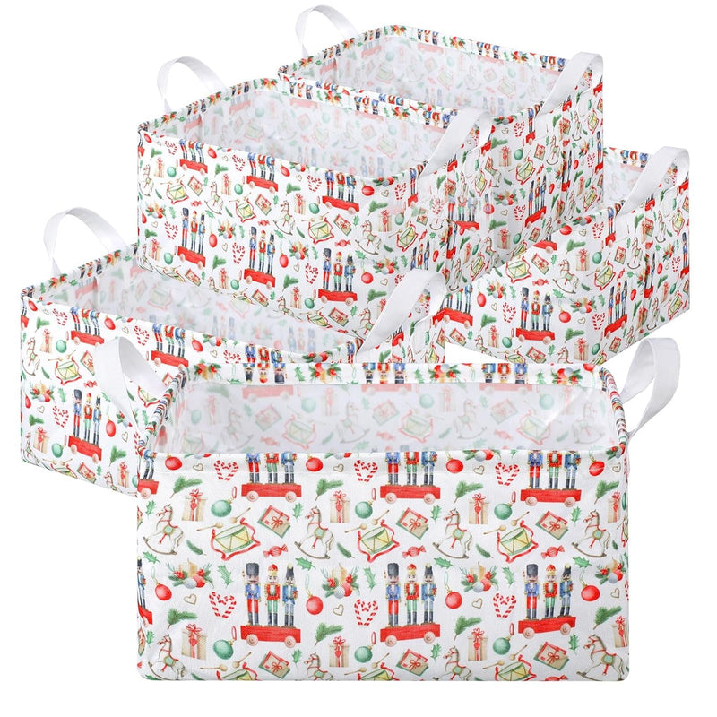 6 Pcs Large Christmas Storage Basket Foldable Basket Rectangle Christmas Nutcrac