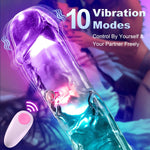 Realistic Clear Vibrating G-Spot Dildos - 6 Inch Illuminated Vibrator Colorful Dildo With 10 Vibrations, Wireless Charging Adult Sex Toys G Spot & Anal Penis Strong Suction Cup Dildo