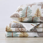 4-Piece Lodge Printed Ultra-Soft Microfiber Sheet Set. Beautiful Patterns Drawn From Nature, Comfortable, All-Season Bed Sheets. (Queen, Forest Trail)