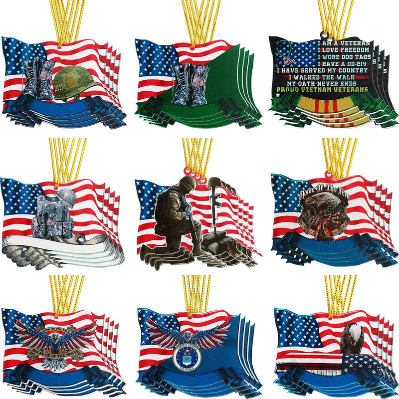 36 Pcs Veteran Christmas Ornament Acrylic Flat Veteran Ornament Boot Flag Patr