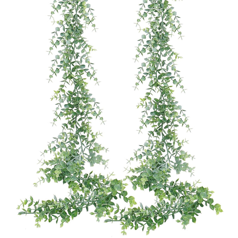 2 Packs Eucalyptus Garland, 12Ft Faux Eucalyptus Greenery Garland, Artificial
