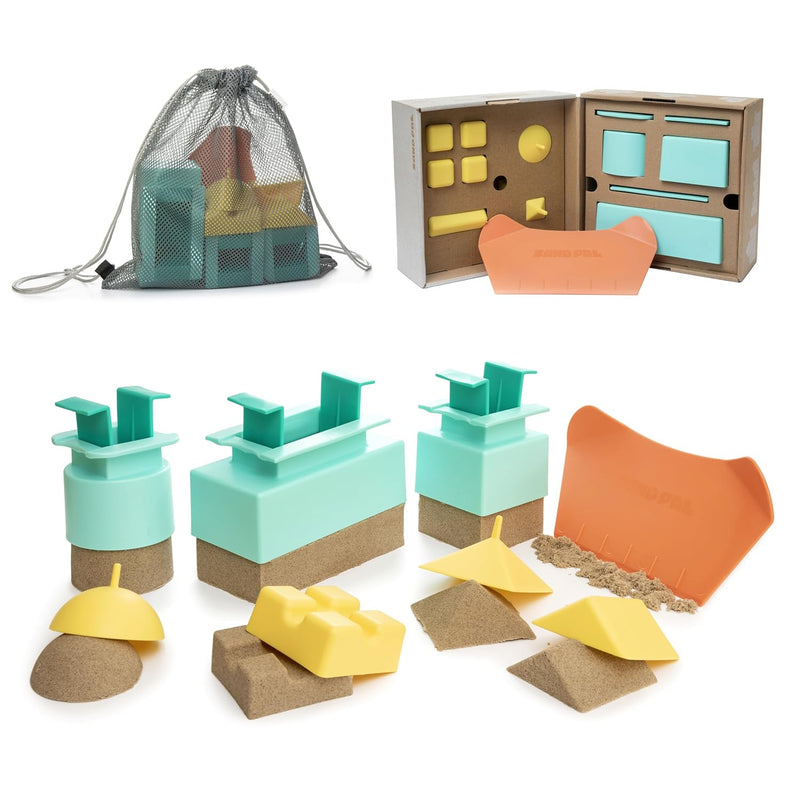 Beach Toys Sand Castle Kit 9 Pieces Travel Friendly Sand Toys For Kids Ages