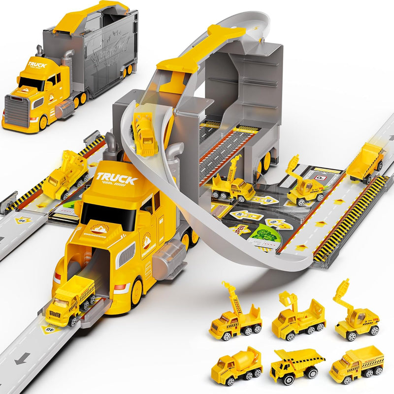 Truck Toy Cars For Toddlers Race Track Playset, 7In1 Construction Truck Toys I