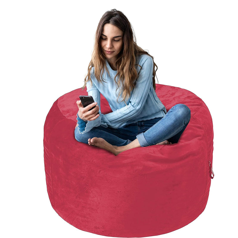 Memory Foam Filled Bean Bag Chair With Microfiber Cover - 3', Pink