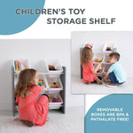 Grey/White Toy Organizer, 9 Bin Storage, 24" Tall