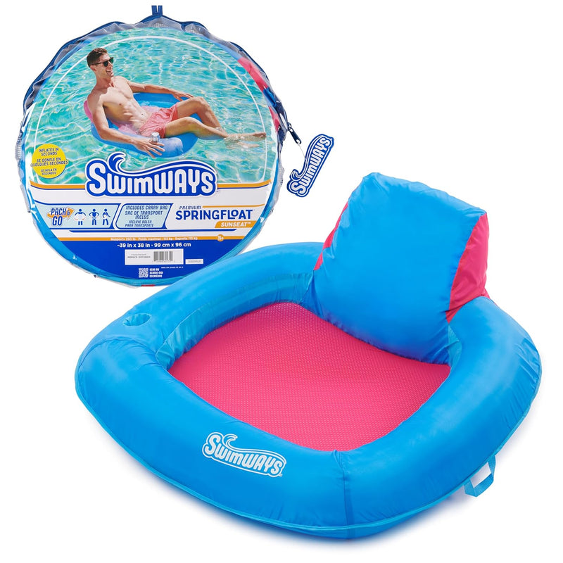 SwimWays Spring Float Premium SunSeat Pool Chairs for Swimming Pool, Inflat