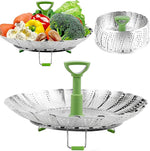 Vegetable Steamer Basket for Cooking Food, Stainless Steel Veggie Steam Basket for Pot, Folding Expandable Steaming Insert with Extendable Handle Fits Various Size Pot, 5.1" to 9"