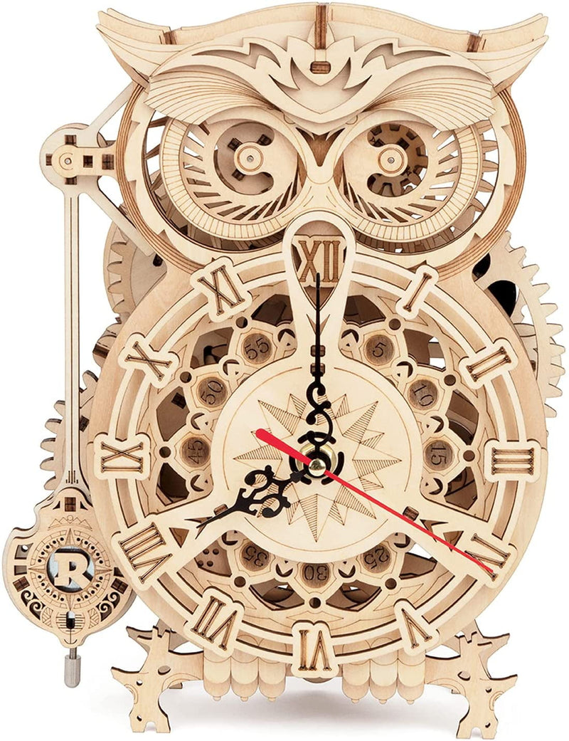Owl Clock - Mechanical Model Building Kit For Adults 161Pcs Clock Puzzles Creative Gift Home Decor For Family