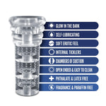 Blush Rize! Luz 6.25" Self-Lubricating Male Masturbator, Glow In The Dark Ribbed Stroker, Open Ended Pocket Sleeve, Soft Realistic Feel Penis Suction Chambers, Men'S Pleasure Adult Sex Toy - (Clear)