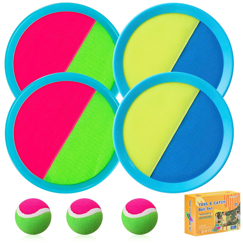 Kids Toys Outdoor Games, Beach Toys, Toss And Ball Set With 4 Paddles And 3
