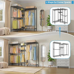 V6 Wire Garment Rack Heavy Duty Clothes Rack Metal with Shelves, Freestanding Portable Wardrobe Closet Rack for Hanging Clothes 73.6" L x 17.3" W x 76.4" H, Max Load 850LBS, Black