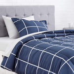 5-Piece Lightweight Microfiber Bed-In-A-Bag Comforter Bedding Set - Twin/Twin Xl, Navy With Simple Plaid