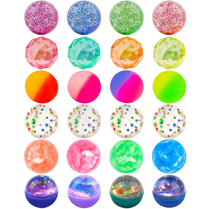 24 Pieces Bouncy Balls 32Mm Bounce Balls 6 Styles High Bouncing Balls Toys