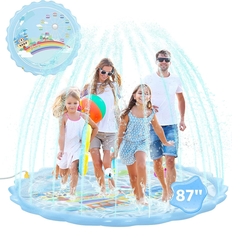 Large Splash Pad Upgrade 2024, 87 '' Inflatable Sprinkler For Kids Outdoor
