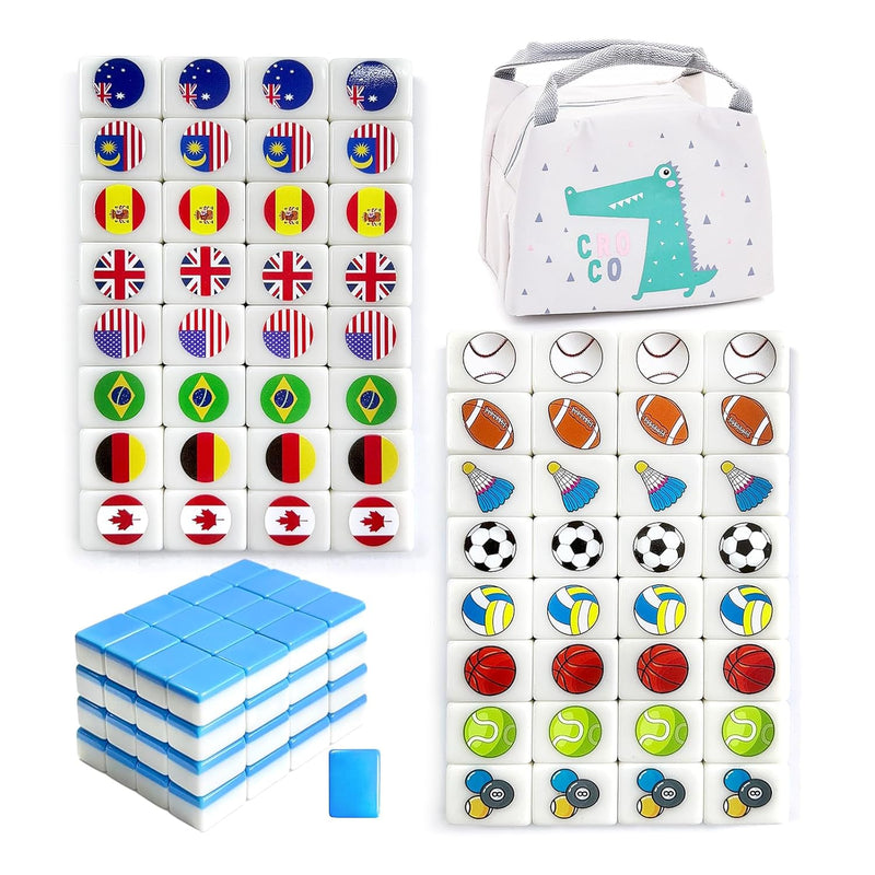 Seaside Escape Game Blocks Mahjong Sets With 65 Tiles 30Mm Flag And Ball Pa
