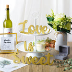 Love Is Sweet Table Decor Hollow Love Sign Wooden Love Is Sweet Sign for Dessert Table Freestanding Love Wood Sign Love Is Sweet Signs Letter Table Top for Wedding Shelf(Gold)