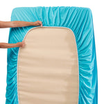 Bed Sheets, Luxury Soft 6 Piece Bed Sheet Set Extra Deep Pocket Fitted Sheets Fits Mattress Up To 21", Double Brushed Bedding Sheets & Pillowcases, Queen Size, Beach Blue