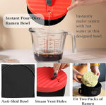 Ramen Bowl, 40 oz Microwaveable Noodle Cooker for Ramen, Pho, Soup, and Pasta, Dishwasher Safe and Portable, Ideal for Home, Office, Dorm, or Gift (Red)