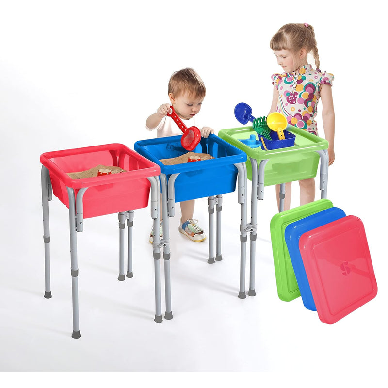 Sensory Activity Table For Kids And Toddlers With 3 Plastic Buckets, Easy B