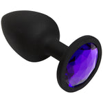 Booty Bling - Spade Shaped Silicone Anal Plug With Jeweled Base - 3" Long And 1.2" Wide - Small - Purple Jewel