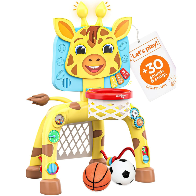 Move2Play, Giraffe Basketball Hoop & Soccer Goal Activity Center | 30+ Soun
