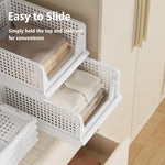 4 Pack Stackable Plastic Storage Basket Closet Organizer Bin Foldable Clothes Organizer Storage Drawer Shelf Container for Living Room Bathroom Kitchen Office (4L)