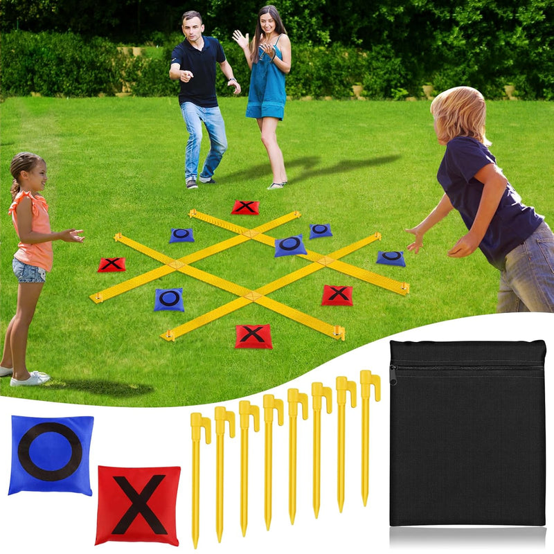 Giant Tic Tac Toe Strap Game Outdoor, 4 Ft X 4 Ft Portable Tic Tac Toe Bean
