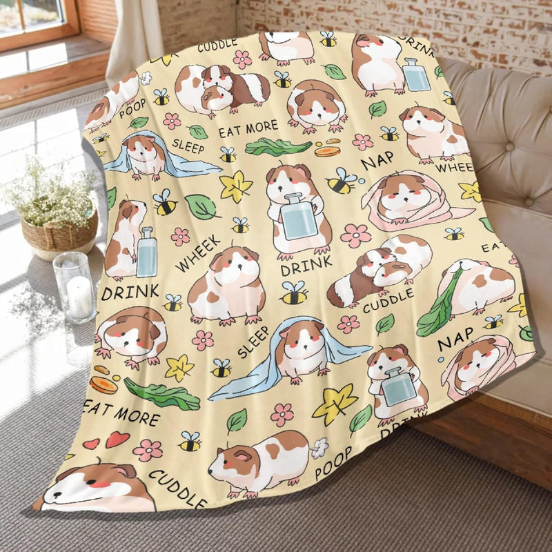 Cute Guinea Pig Blanket Gifts For Kids,Funny Guinea Pigs Daily Print Throw,Sof