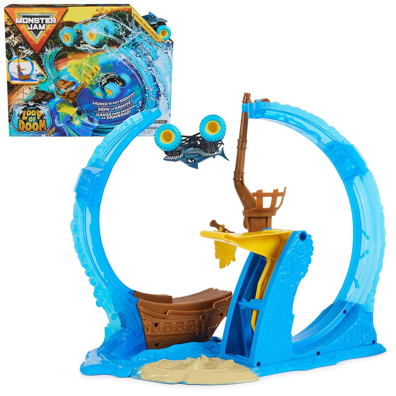 Monster Jam, Megalodon Loop of Doom Stunt Playset with Exclusive 1:64 Scale