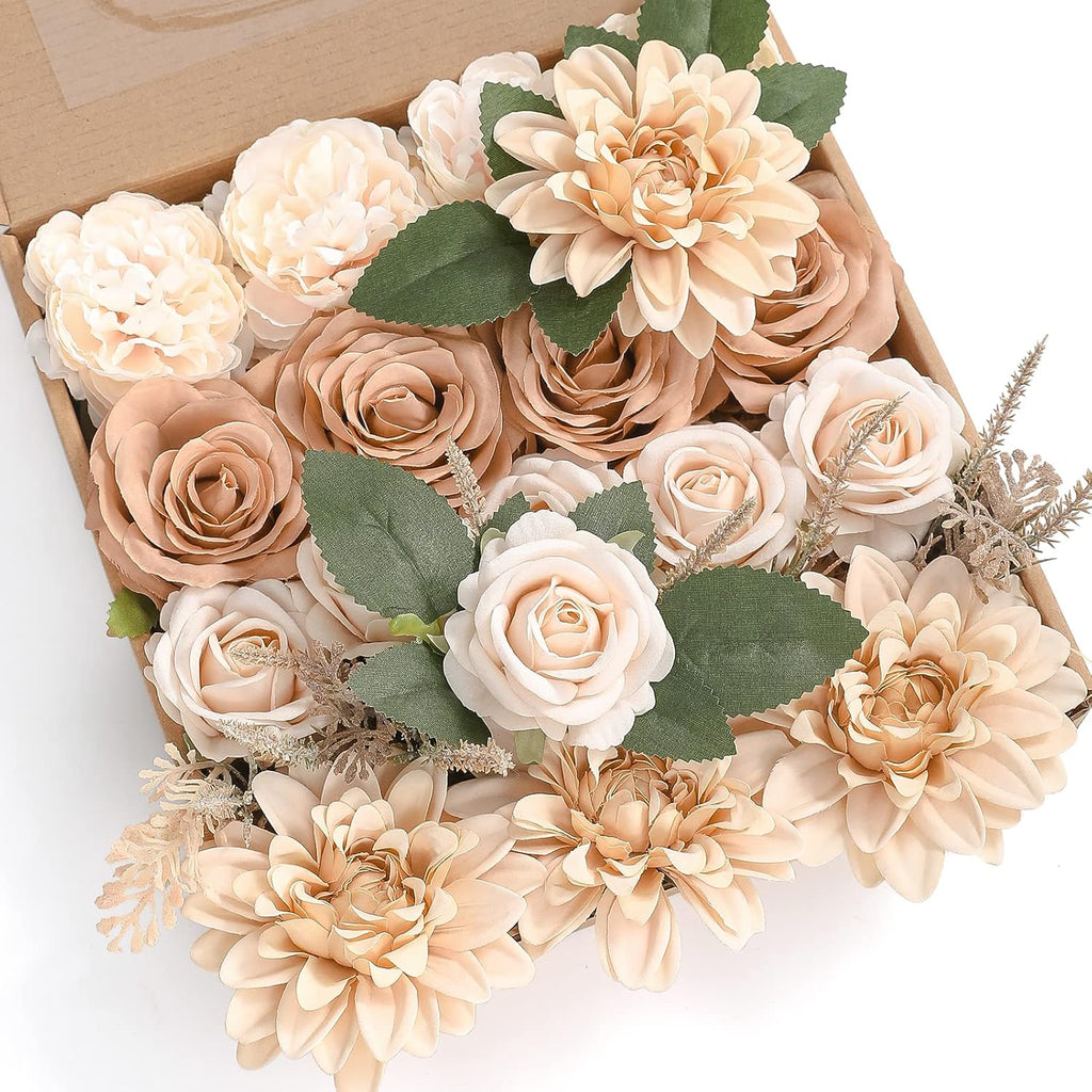 Artificial Flowers Combo Box Set Gradient Color Flower Leaf With Stems ...