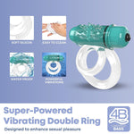 4B Doubleo 6 Vibrating Ring – Kiwi, Dual Shaft & Ball Support, Deep Rumbling Vibrations, Reusable Eco-Friendly Couples Massager, Long-Lasting Battery, Mutual Climax Enhancer