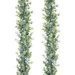 Faux Eucalyptus Garland Plant, 2 Pack Artificial Vines Hanging Eucalyptus Leaves Greenery Garland for Wedding Backdrop Arch Wall Decor, 6 Feet/pcs UV Protected Indoor Outdoor