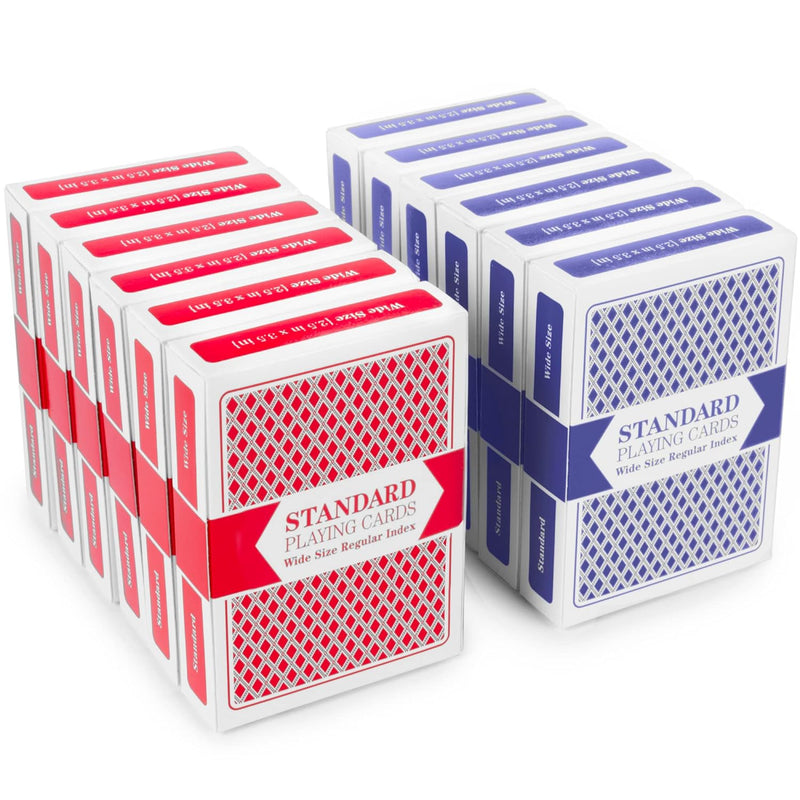 Brybelly 12 Decks of Playing Cards|Poker Wide Size (6 Red/6 Blue)|Plastic C