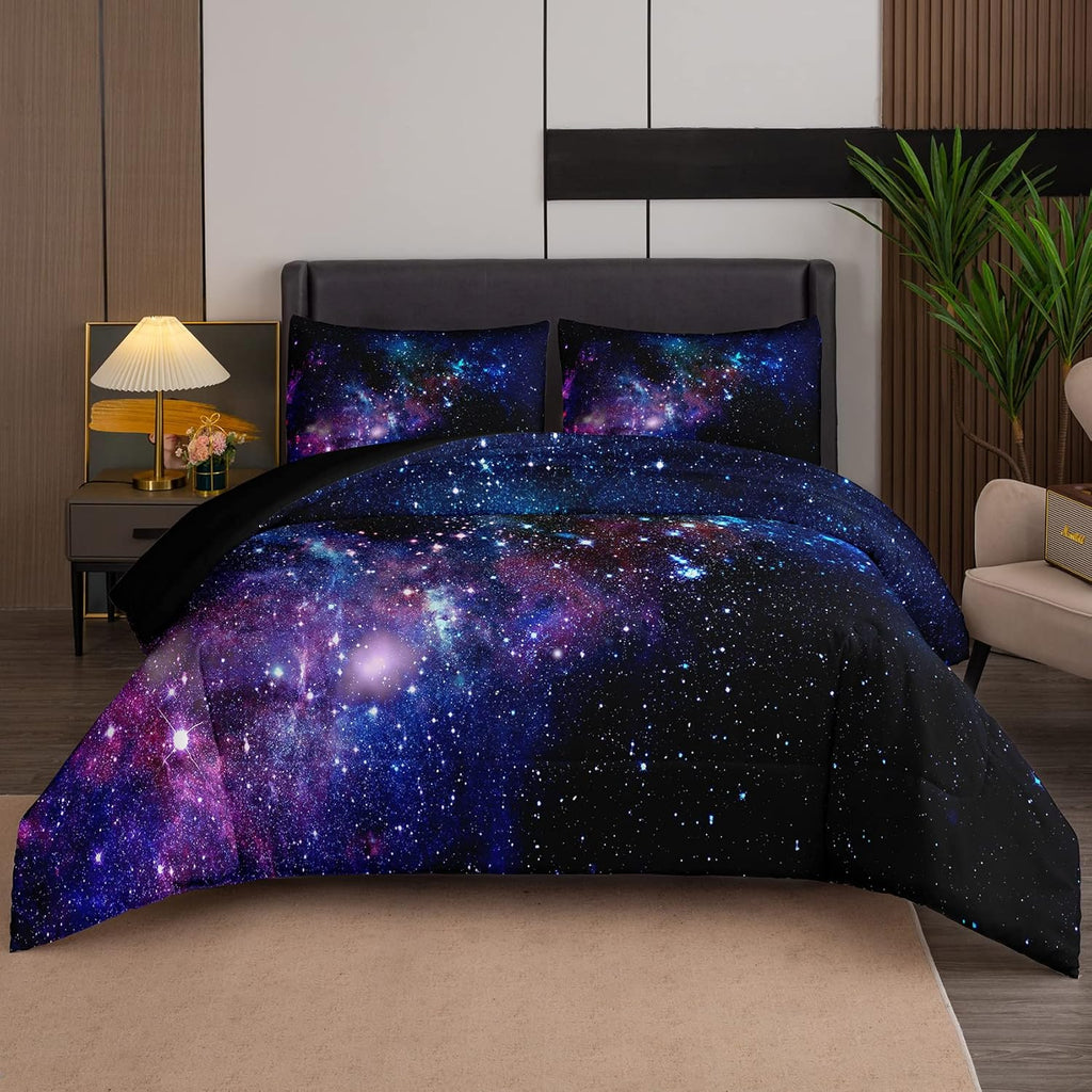 Galaxy Comforter Set Universe Outer Space Blue And Purple Starry Sky N ...