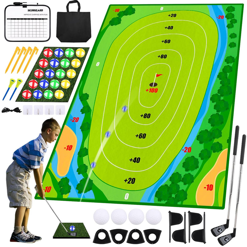 Kids Golf Chipping Game Upgrade Sticky Golf Chipping Mat For Family Indoor