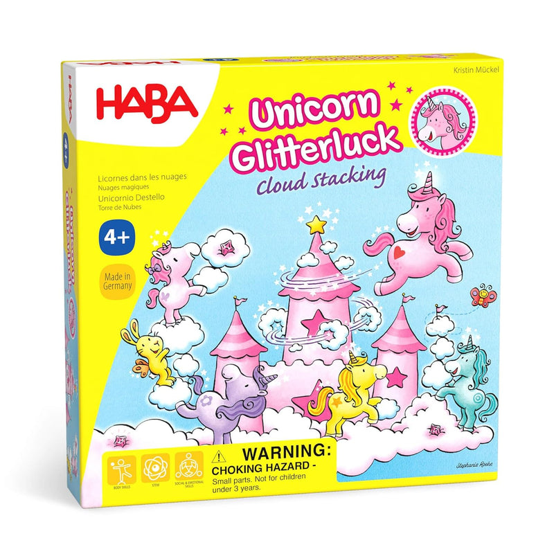 HABA Unicorn Glitterluck Cloud Stacking - Cooperative Kids Board Game - Uni