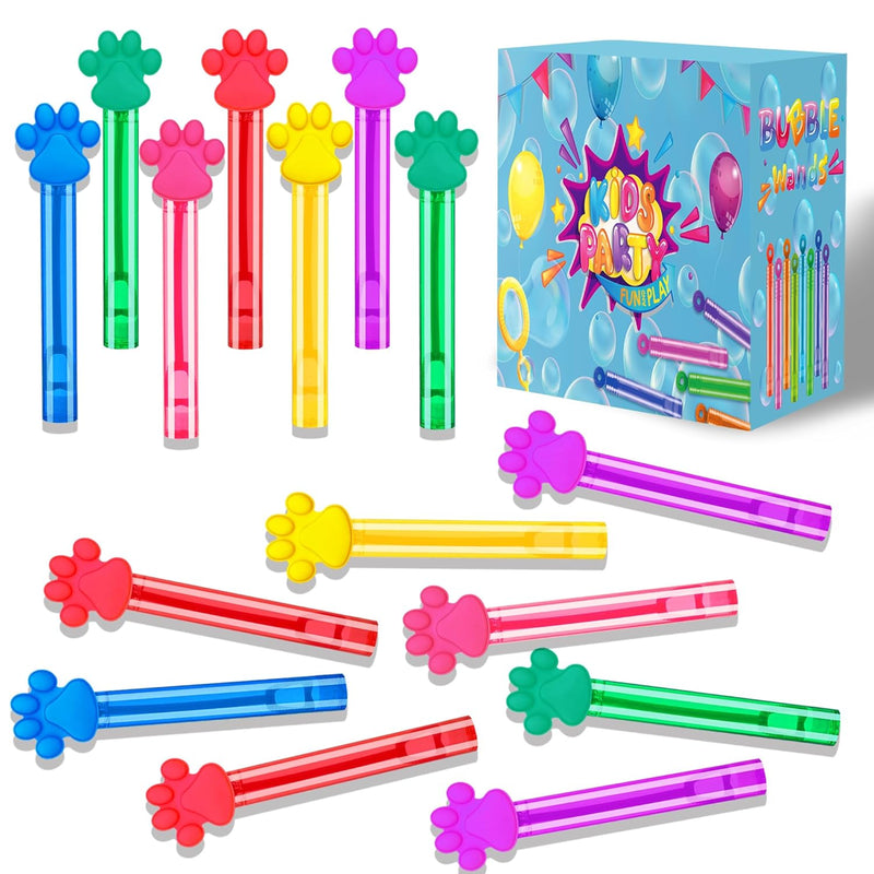 24Pcs Paw Print Bubble Wands For Kids Blue Puppy Dog Party Favors Decoratio