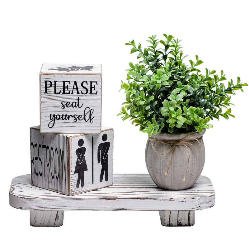 Farmhouse Funny Bathroom Decor Signs, Block Signs Rustic Decoration, Wooden Ho