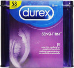 Sensi-Thin Ultra-Thin Condoms β 58 Count Box for Enhanced Comfort & Sensation