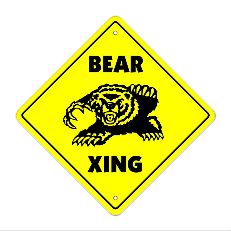 Bear Crossing Sign Zone Xing | Indoor/Outdoor | 12" Tall Plastic Sign Road Bea