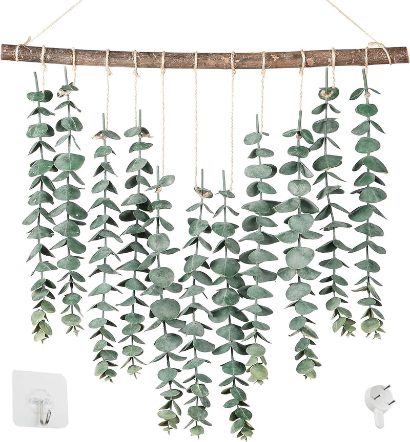 17.7‘’Eucalyptus Wall Hanging Artificial Eucalyptus Plant Fake Greenery Vine Boho Wall Decor for Apartment Bathroom Bedroom Kitchen Farmhouse Home Living Room Office Decorations